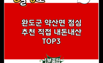 완도군 약산면 점심 추천 직접 내돈내산 TOP3