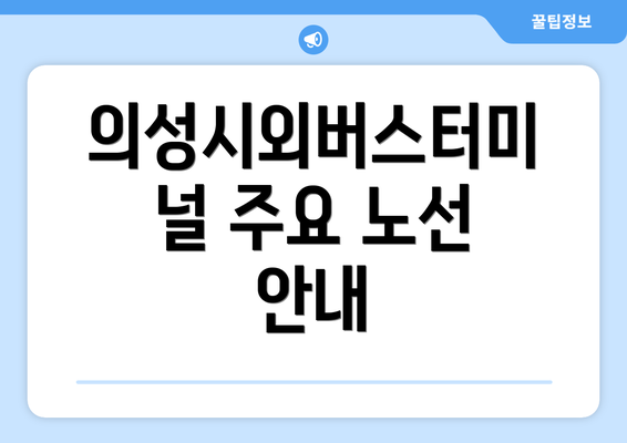 의성시외버스터미널 주요 노선 안내