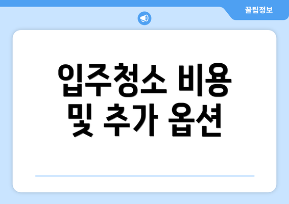 입주청소 비용 및 추가 옵션