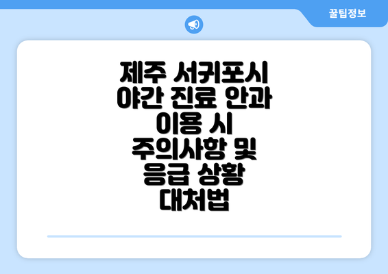 제주 서귀포시 야간 진료 안과 이용 시 주의사항 및 응급 상황 대처법