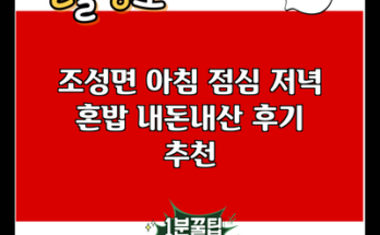 조성면 아침 점심 저녁 혼밥 내돈내산 후기 추천