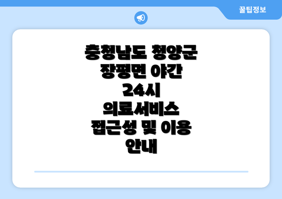 충청남도 청양군 장평면 야간 24시 의료서비스 접근성 및 이용 안내