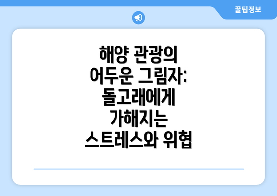 해양 관광의 어두운 그림자: 돌고래에게 가해지는 스트레스와 위협