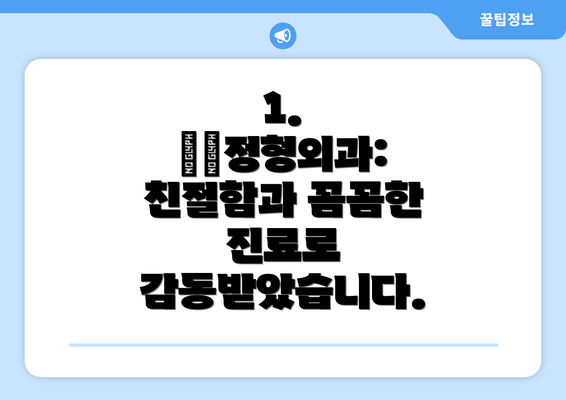 1. ○○정형외과:  친절함과 꼼꼼한 진료로 감동받았습니다.