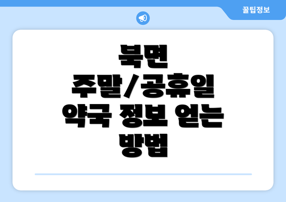 북면 주말/공휴일 약국 정보 얻는 방법