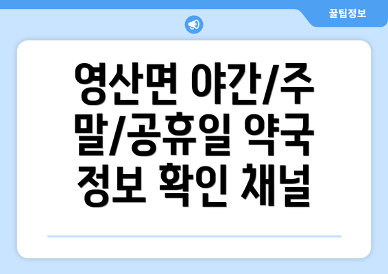 영산면 야간/주말/공휴일 약국 정보 확인 채널