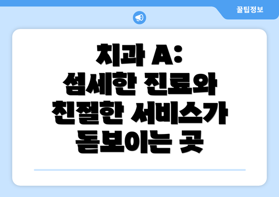 치과 A: 섬세한 진료와 친절한 서비스가 돋보이는 곳