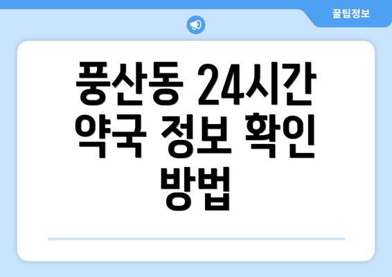 풍산동 24시간 약국 정보 확인 방법